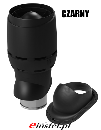 Kominek FLOW XL 250 antracyt z przejściem dachowym classic XL do rekuparacji zestaw czarny.png