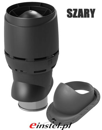 Kominek FLOW XL 250 antracyt z przejściem dachowym classic XL do rekuparacji zestaw szary.jpg
