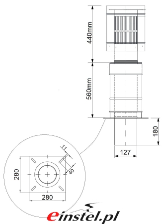 Przedłużenie pionowe 0.5m 130 - rysunek techniczny.jpg