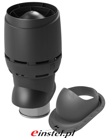 Kominek FLOW XL 250 antracyt z przejściem dachowym classic XL do rekuparacji zestaw szary 4.jpg