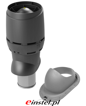 Kominek FLOW XL 200 antracyt z przejściem dachowym classic XL do rekuparacji 1.png