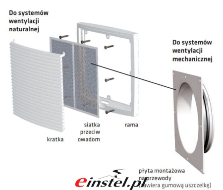 Schemat instalacji kratki wentylacyjnej z rurami okrągłymi.JPG