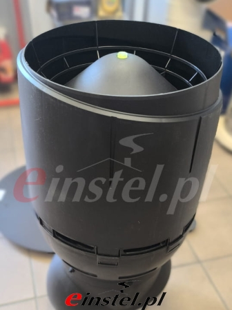 Kominek FLOW XL + przejście XL bitumiczne do dachów z papy lub membrany - głowica komina FLOW 200 i 250.jpg