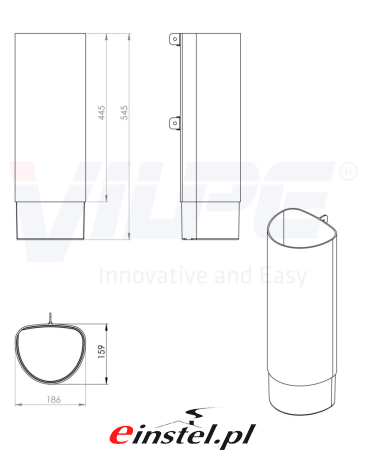 Rura przedłużająca do przewodu ROSS 160 - rysunek techniczny.png
