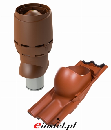 Kominek dachowy wentylacyjny izolowany do dachówki betonowej, średnica 200, kolor ceglasty - do rekuperacji, wentylacji kuchni, okapu.jpg