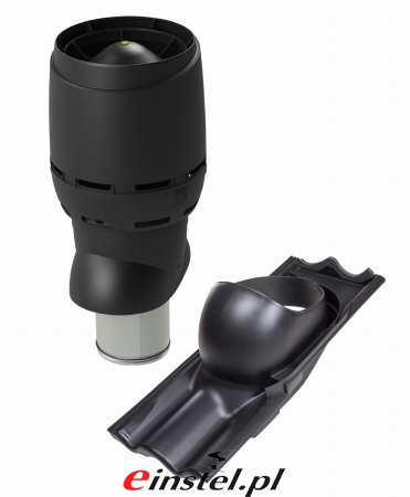 Kominek dachowy wentylacyjny izolowany do dachówki betonowej, średnica 200, kolor czarny.jpg