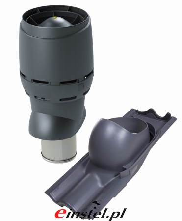 Kominek dachowy wentylacyjny izolowany do dachówki betonowej, średnica 200, kolor szary - do rekuperacji, wentylacji kuchni, okapu.jpg