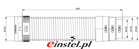 Rura elastyczna łącznik do kominków WIRPLAST 150mm L 600.png