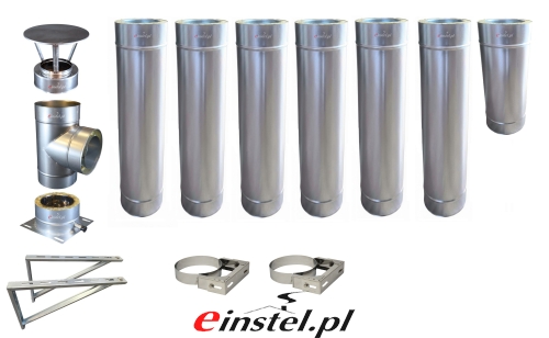 Przejdź do produktu Komin 6m/150 wentylacyjny izolowany ocynk z płytą i wspornikami 88-122mm