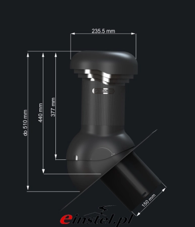 Wentylator dachowy Wirplast PRO 150 do papy lub gontów bitumicznych - rysunek.jpg