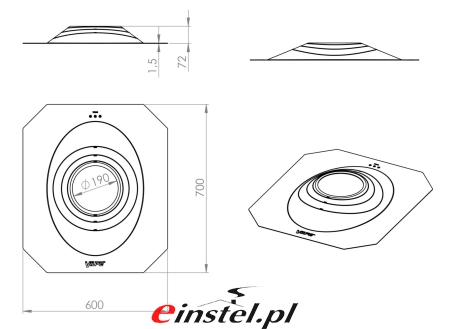 Kołnierz uszczelniający przejście komina przez membrane VILPE Uszczelka 200-380mm - rysunek techniczny.jpg