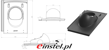 EVO Przejście dachowe (Braas Tegalit, Teviva) VILPE - dane techniczne wymiary - schemat pod instalację komina do kotła gazowego kondesacyjnego.png
