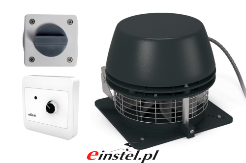 Przejdź do produktu Wyciąg kominowy EXODRAFT RS009 z regulatorem obrotów - boczny wyrzut spalin, moc 50W, 320m3/h, fi 220mm