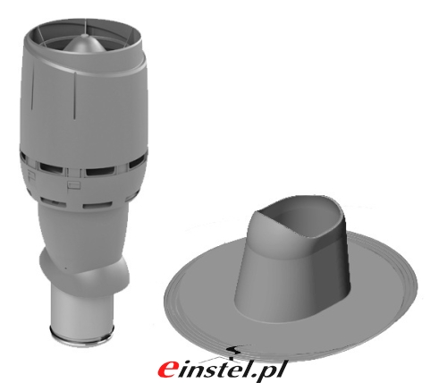 Przejdź do produktu Kominek VILPE FLOW 160 do membrany PVC - zestaw kominek + przejście dachowe HL + kołnierz PVC - szary